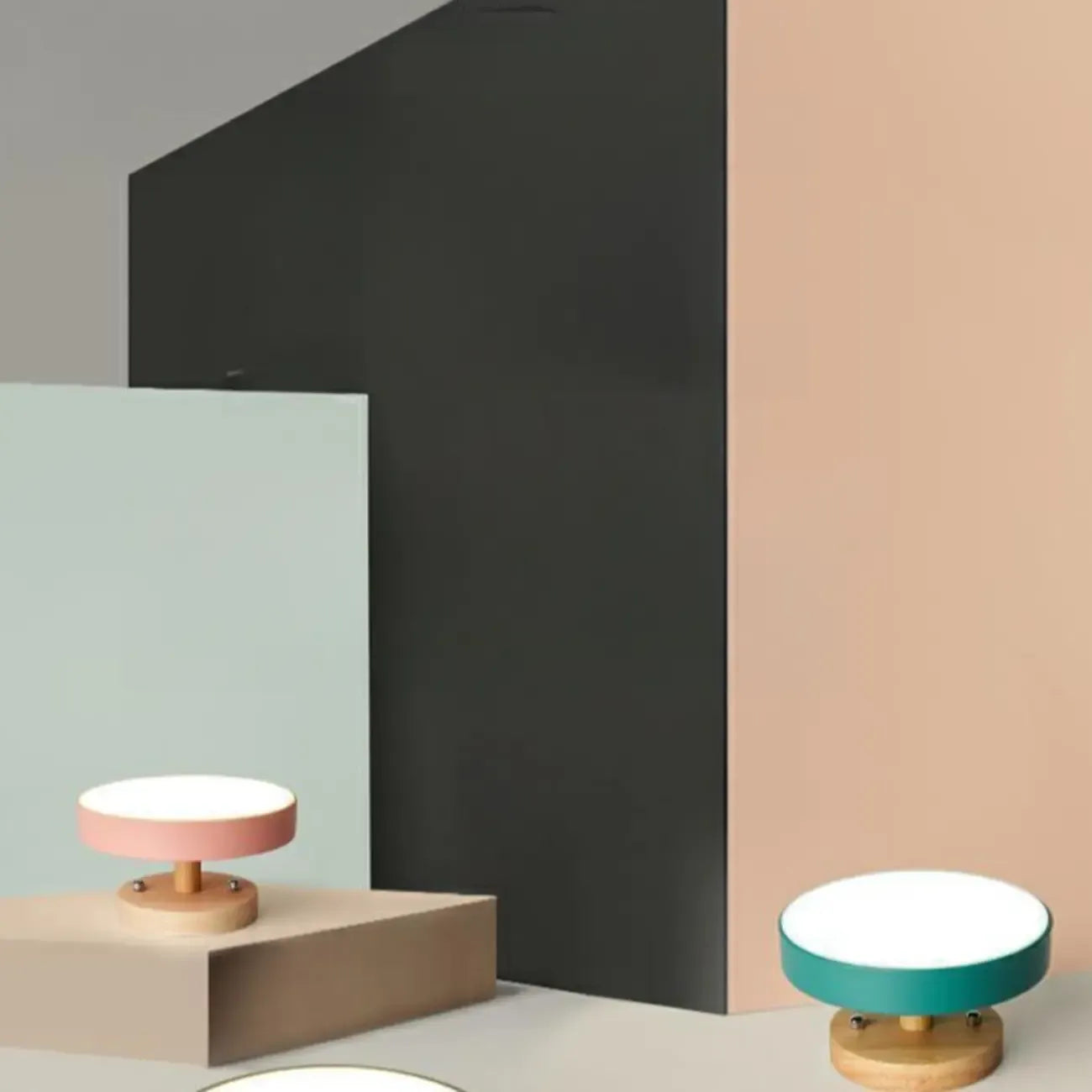 Plafonnier semi-encastré à LED en forme de tambour pour salon