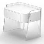Table de chevet moderne en plastique blanc avec tiroir de rangement