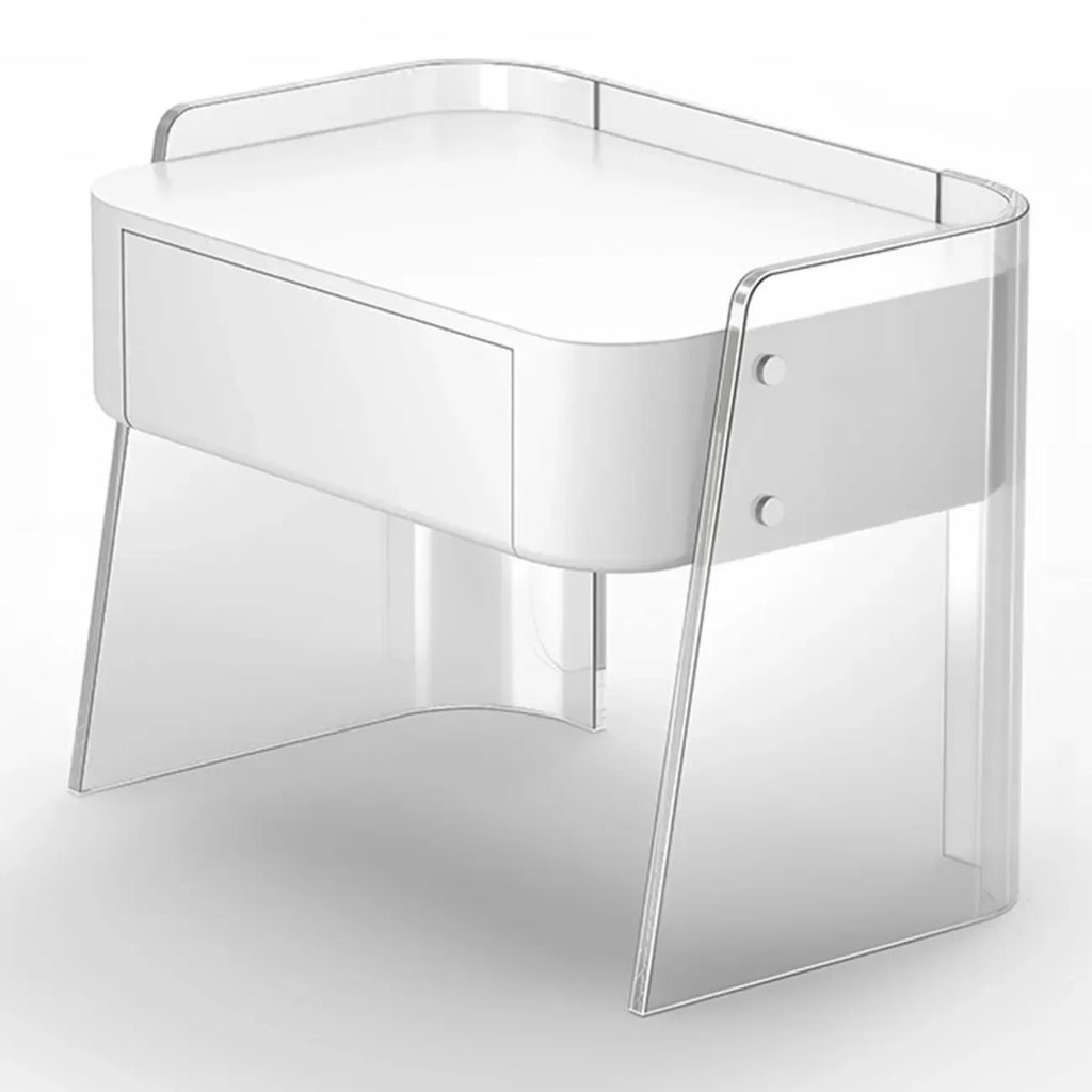 Table de chevet moderne en plastique blanc avec tiroir de rangement