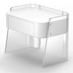 Table de chevet moderne en plastique blanc avec tiroir de rangement