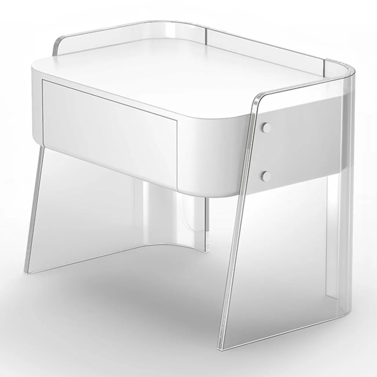 Table de chevet moderne en plastique blanc avec tiroir de rangement