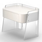 Table de chevet moderne en plastique blanc avec tiroir de rangement
