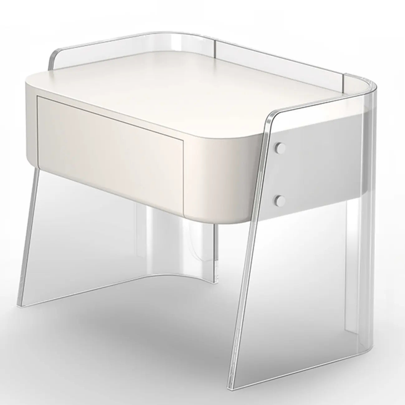 Table de chevet moderne en plastique blanc avec tiroir de rangement