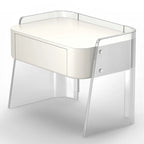 Table de chevet moderne en plastique blanc avec tiroir de rangement