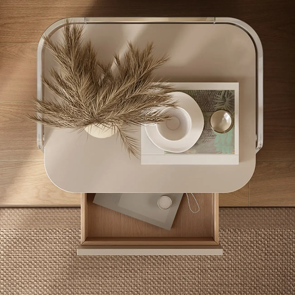 Table de chevet moderne en plastique blanc avec tiroir de rangement