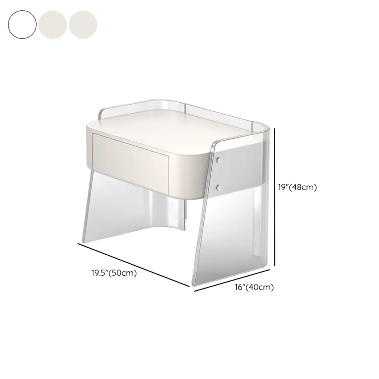 Table de chevet moderne en plastique blanc avec tiroir de rangement