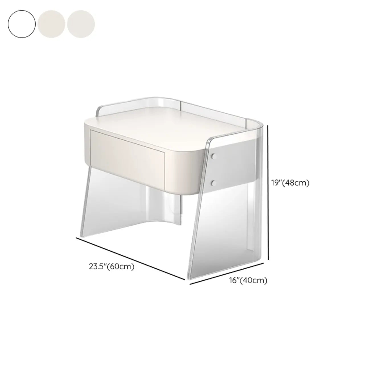 Table de chevet moderne en plastique blanc avec tiroir de rangement