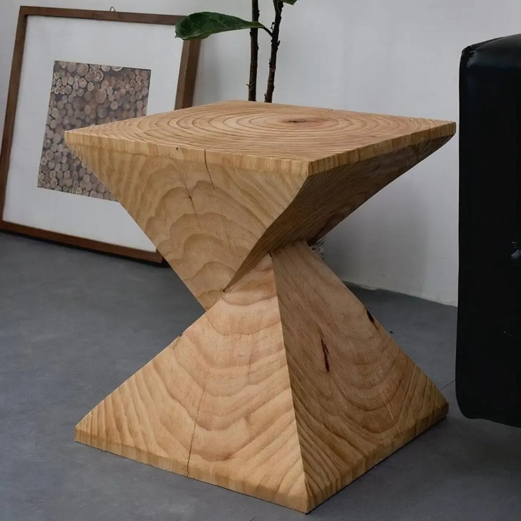Table d'appoint carrée en bois naturel pour salon