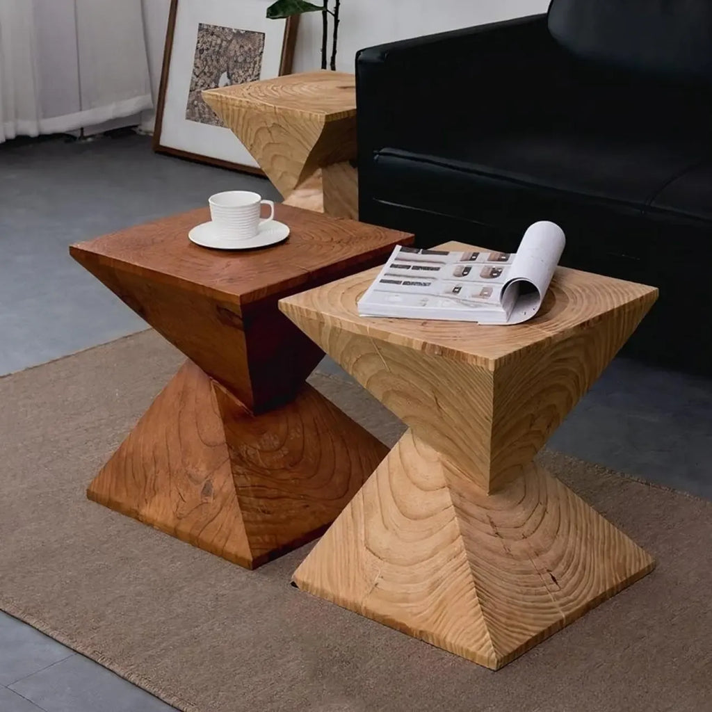 Table d'appoint carrée en bois naturel pour salon