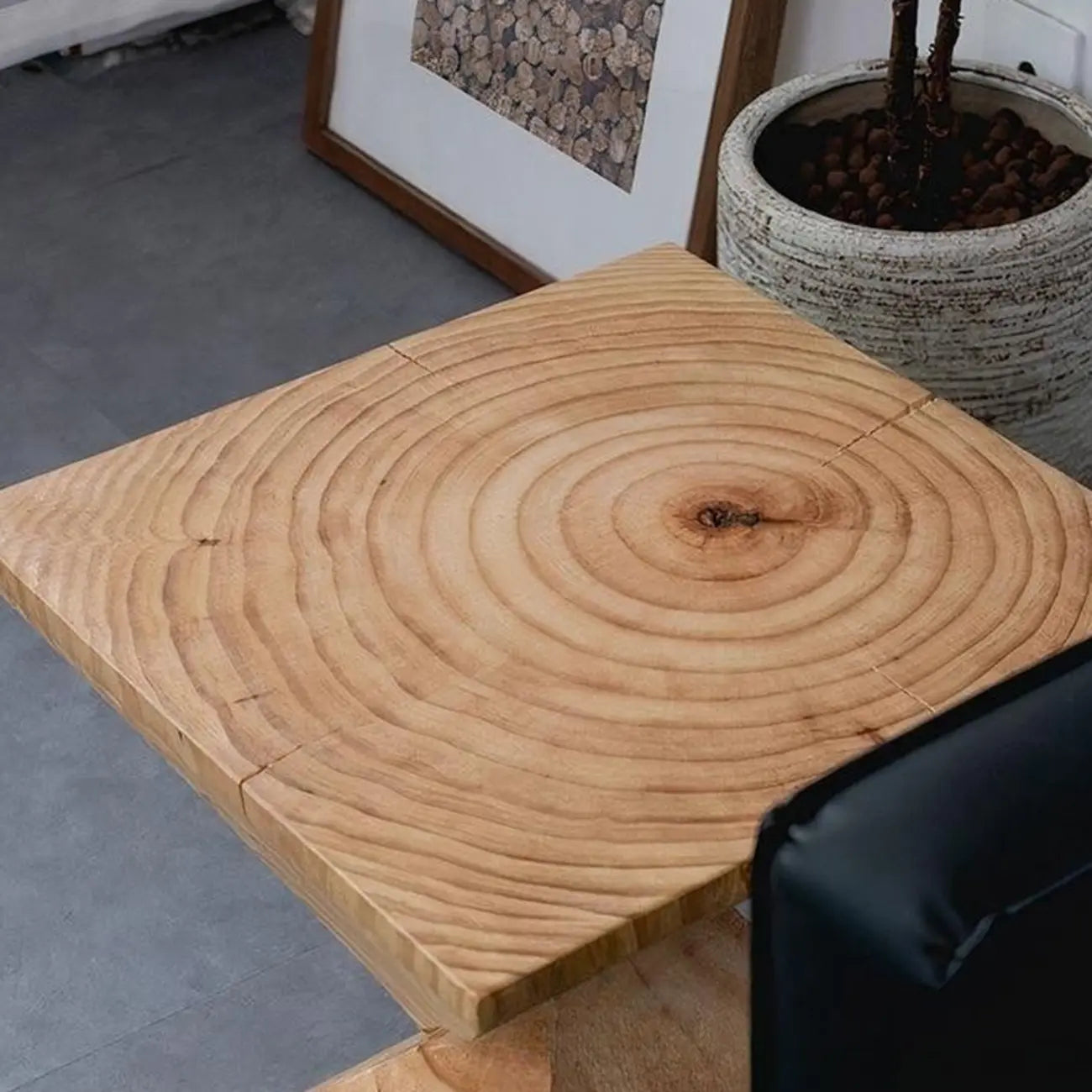 Table d'appoint carrée en bois naturel pour salon