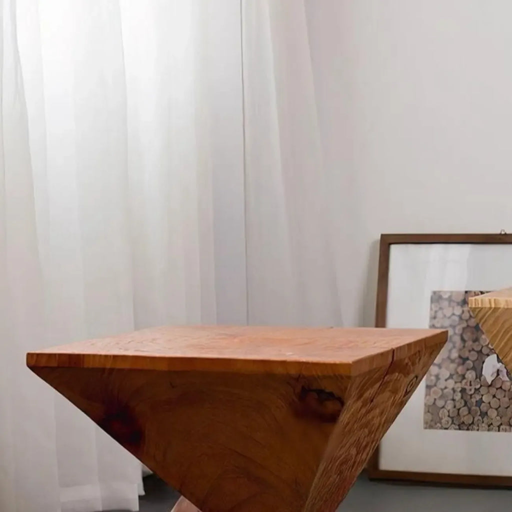 Table d'appoint carrée en bois naturel pour salon