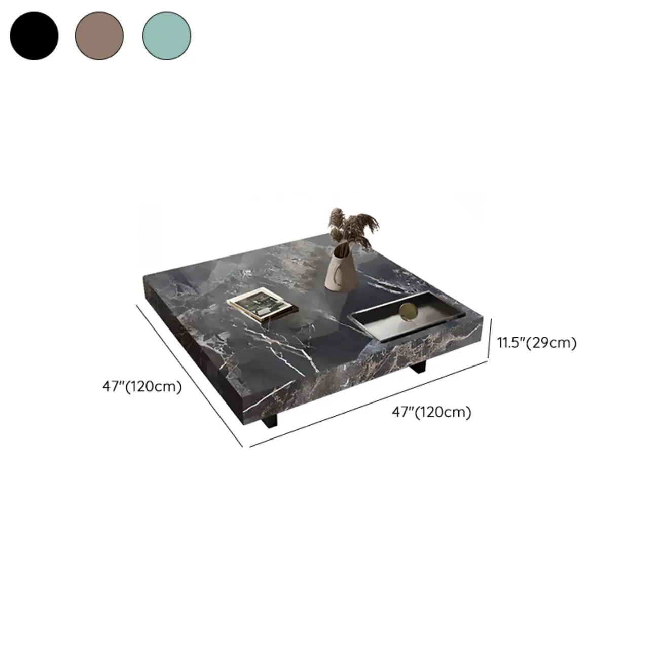 Table basse carrée moderne en pierre avec double piétement