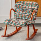 Fauteuil à bascule rustique en bois rembourré avec coussin