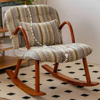 Fauteuil à bascule rustique en bois rembourré avec coussin