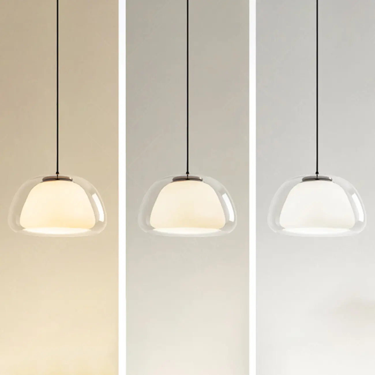 Suspension élégante en verre opalin LED au design raffiné