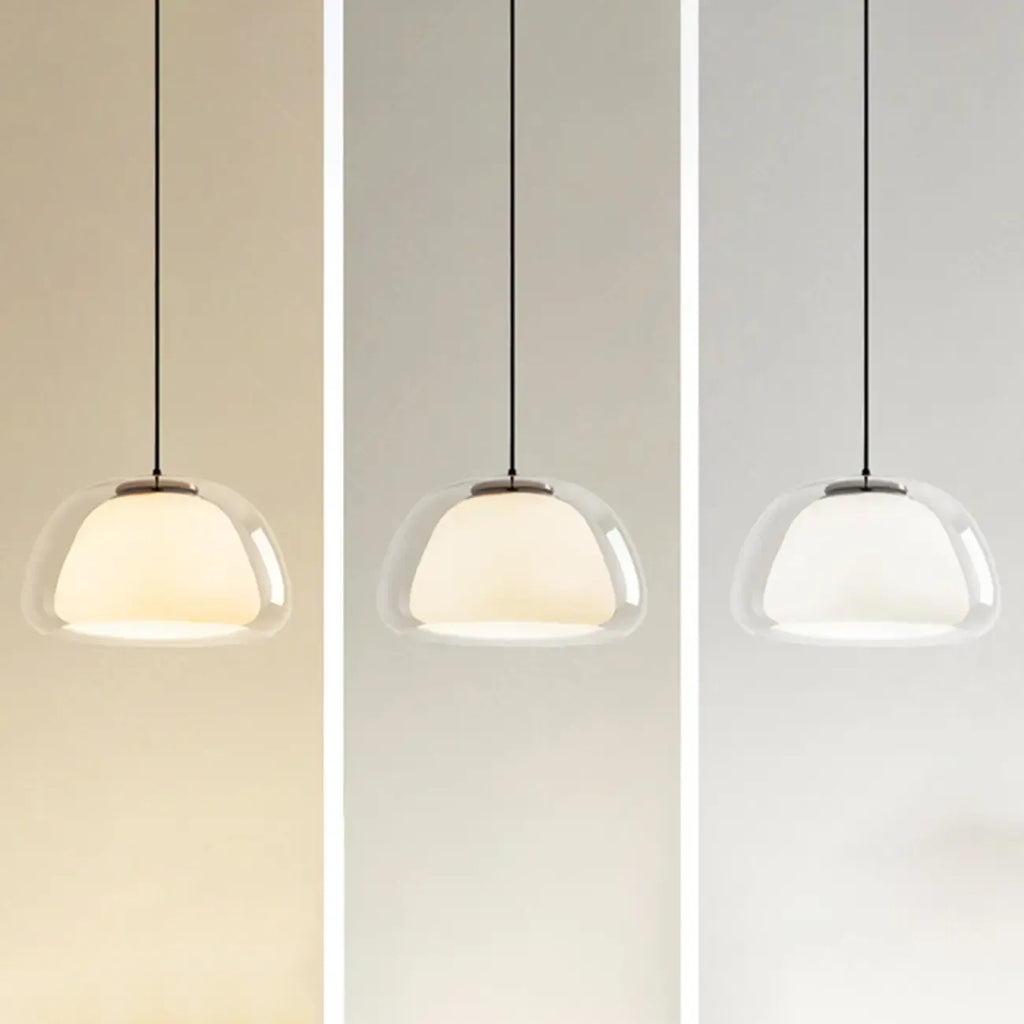Suspension élégante en verre opalin LED au design raffiné