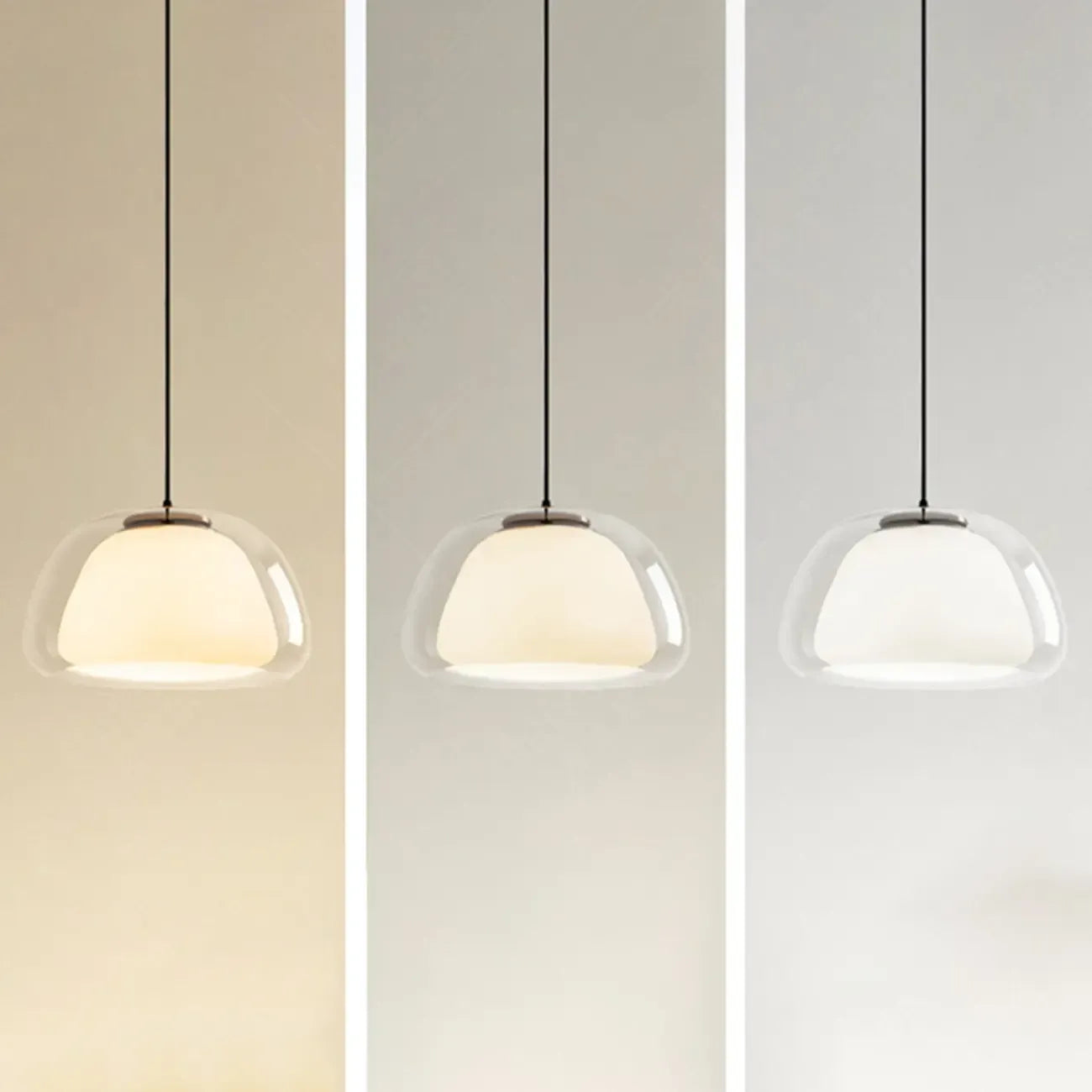Suspension élégante en verre opalin LED au design raffiné