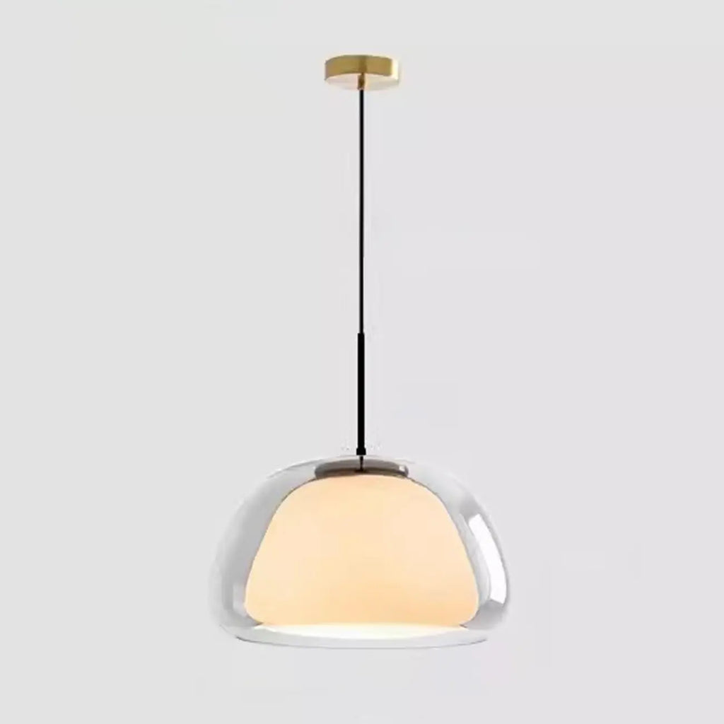 Suspension élégante en verre opalin LED au design raffiné