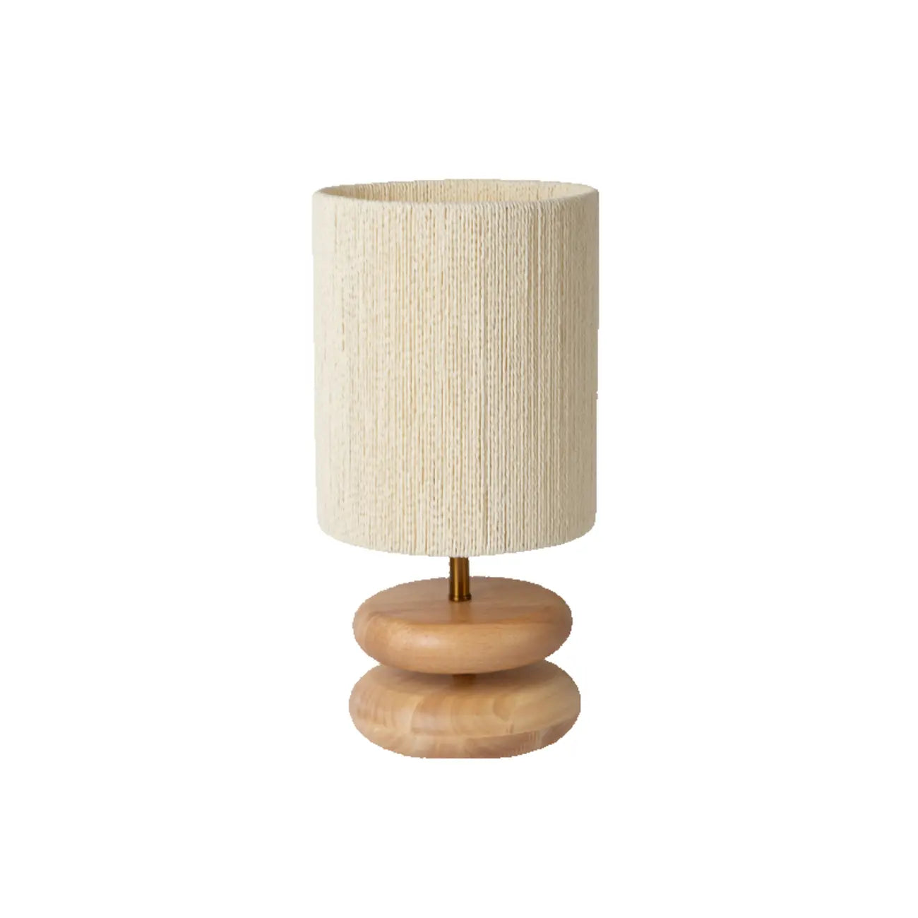 Lampe de table à brancher avec abat-jour beige et base en bois, pour usage résidentiel