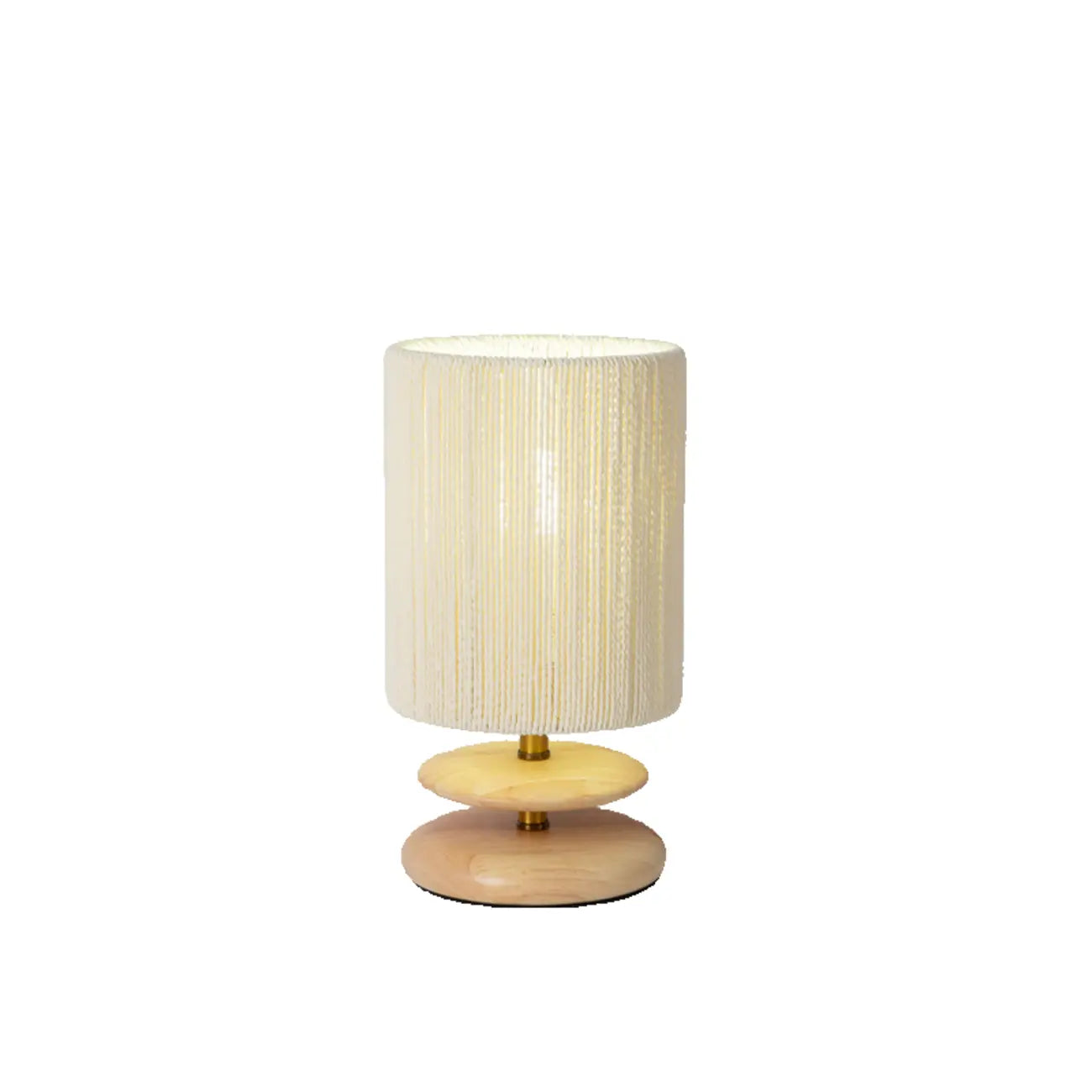 Lampe de table à brancher avec abat-jour beige et base en bois, pour usage résidentiel
