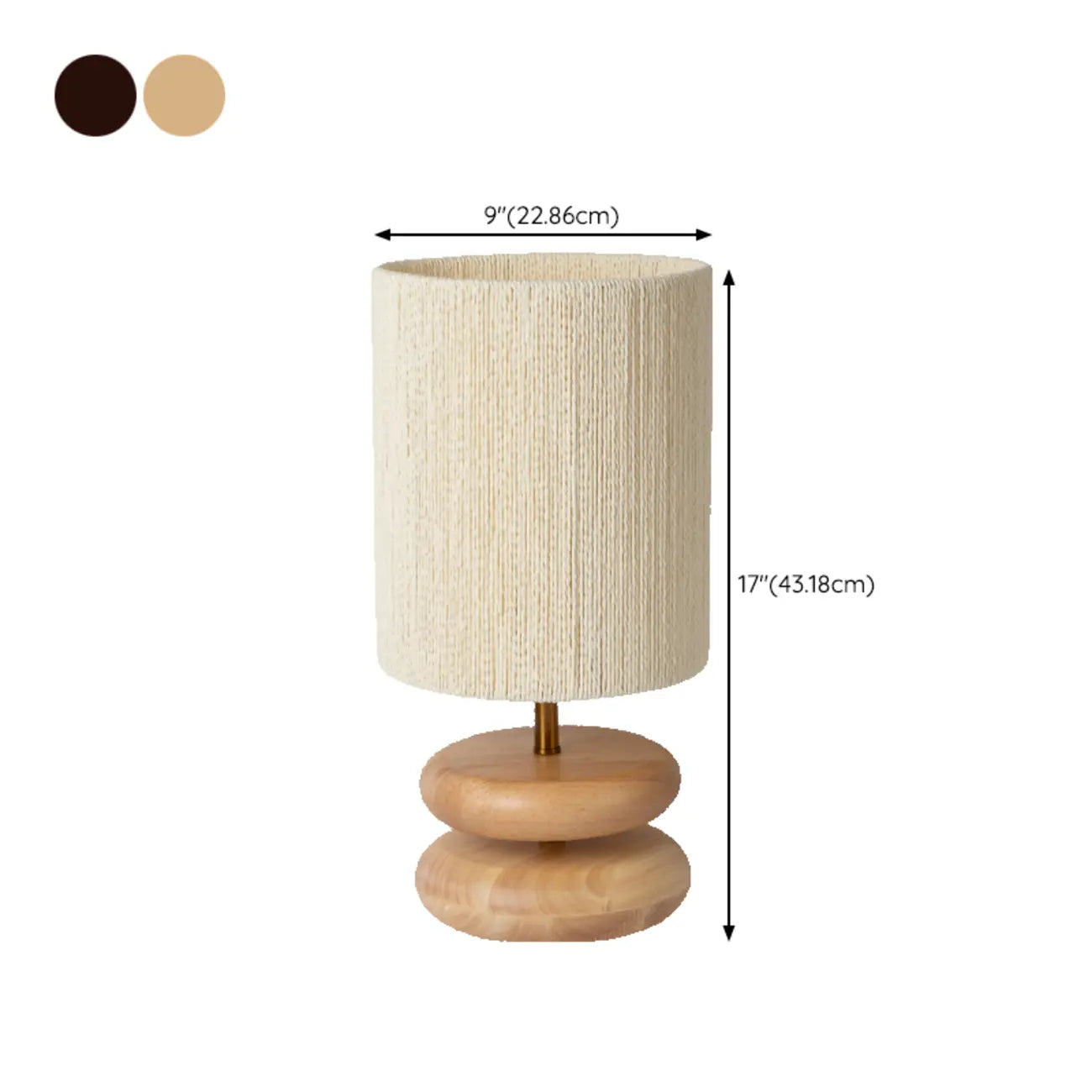 Lampe de table à brancher avec abat-jour beige et base en bois, pour usage résidentiel