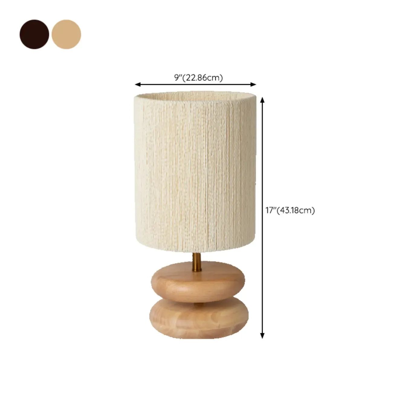 Lampe de table à brancher avec abat-jour beige et base en bois, pour usage résidentiel