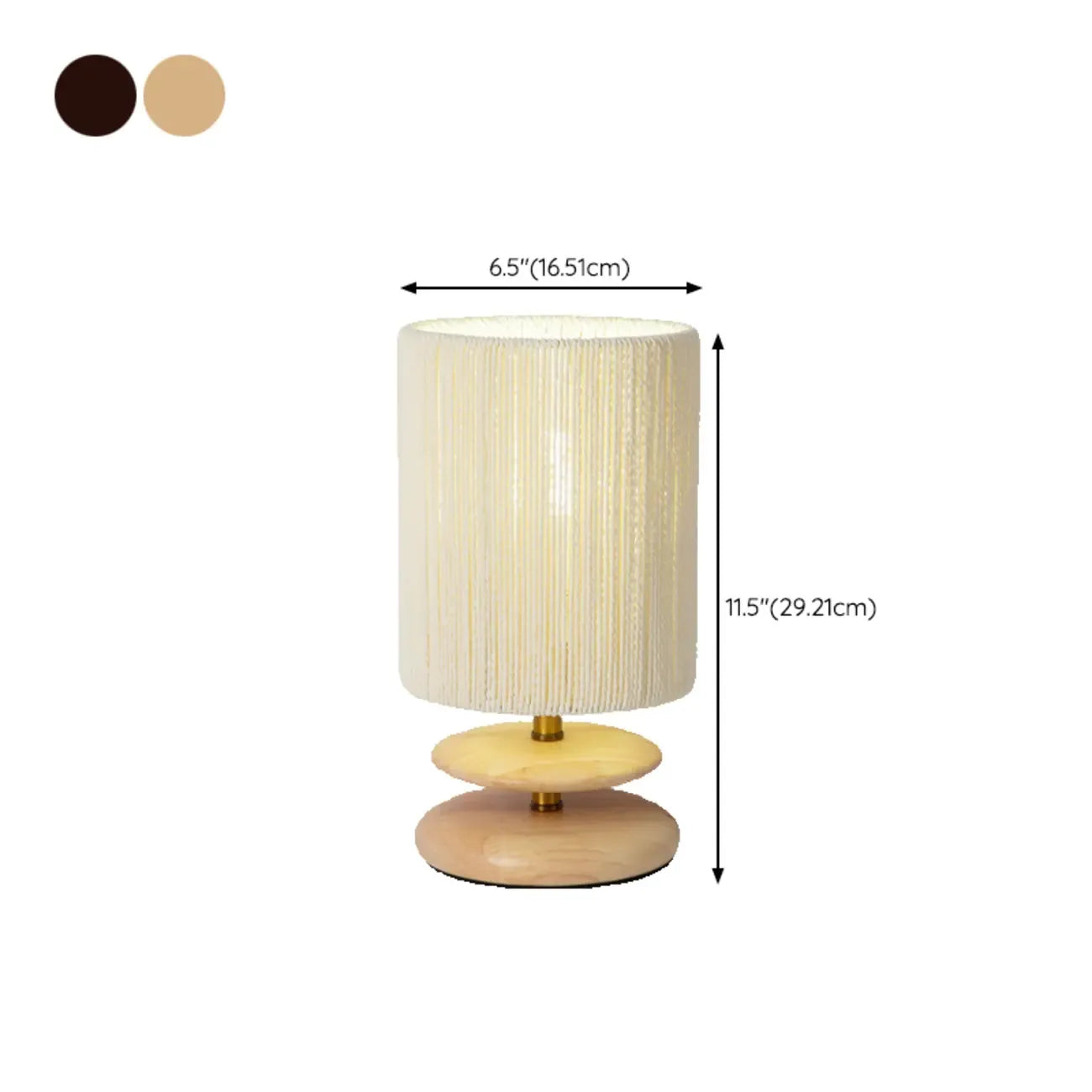 Lampe de table à brancher avec abat-jour beige et base en bois, pour usage résidentiel