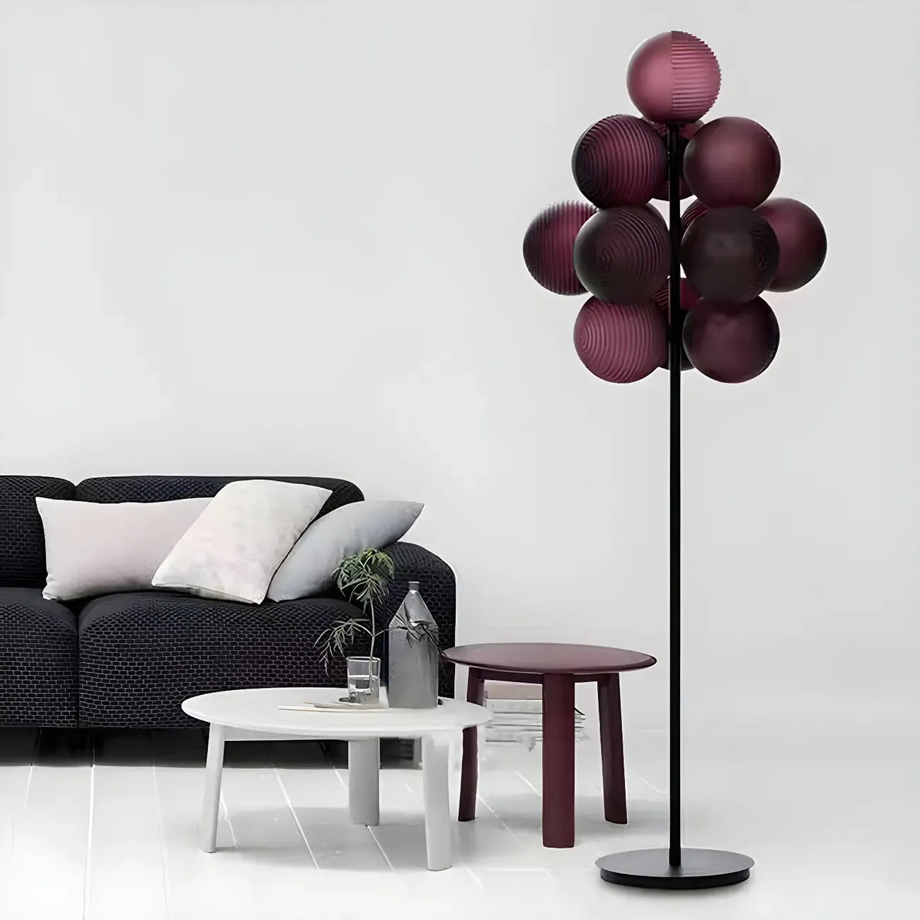 Lampadaire moderne en forme d'arbre avec abat-jour globe violet pour la décoration