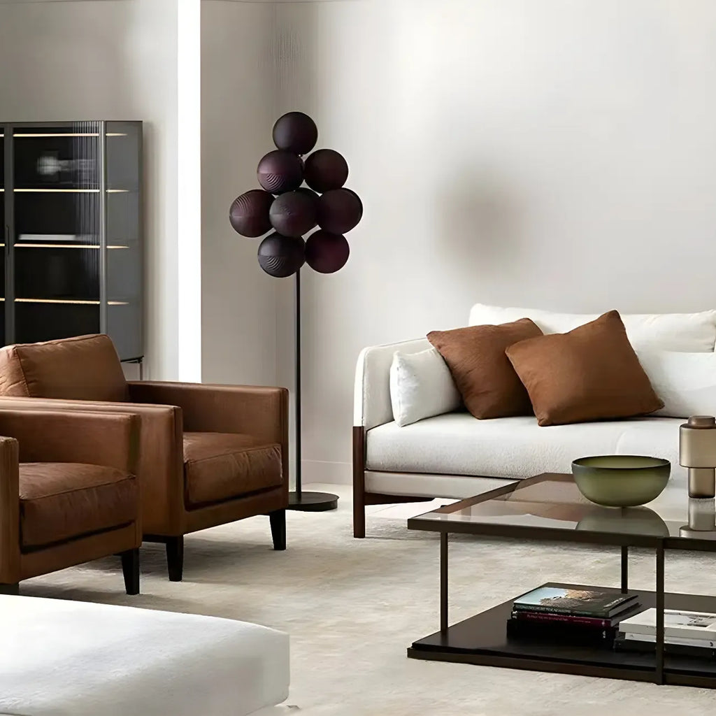 Lampadaire moderne en forme d'arbre avec abat-jour globe violet pour la décoration