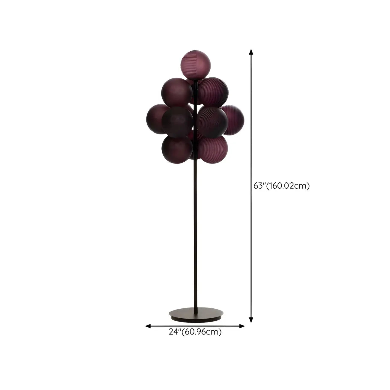 Lampadaire moderne en forme d'arbre avec abat-jour globe violet pour la décoration