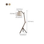 Lampadaire trépied en bois avec abat-jour en tissu pour salon