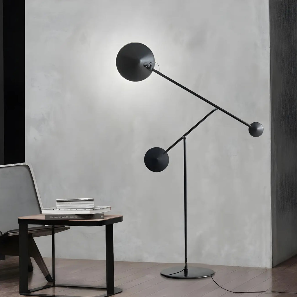 Lampadaire LED noir unique avec bras articulé pour salon