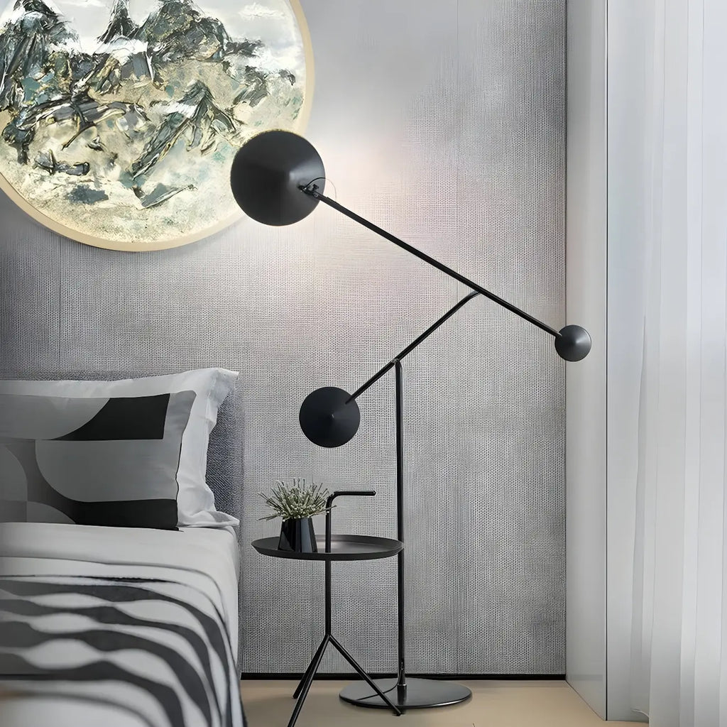 Lampadaire LED noir unique avec bras articulé pour salon