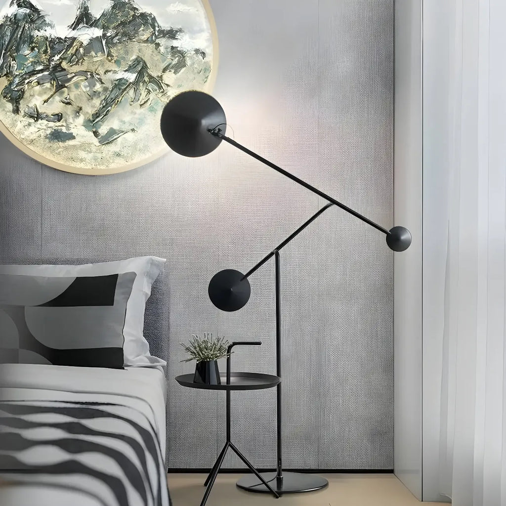 Lampadaire LED noir unique avec bras articulé pour salon