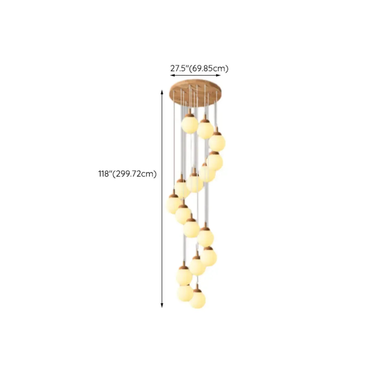 Suspension en verre opalin à longueur réglable