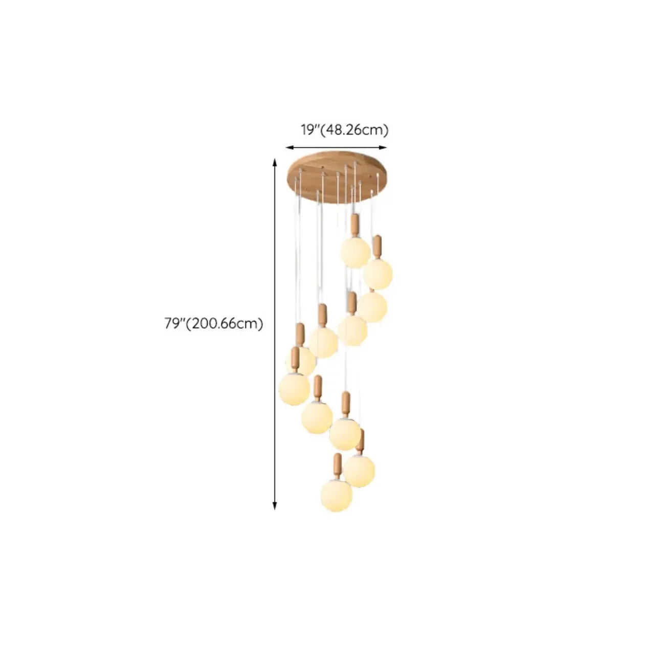 Suspension en verre opalin à longueur réglable