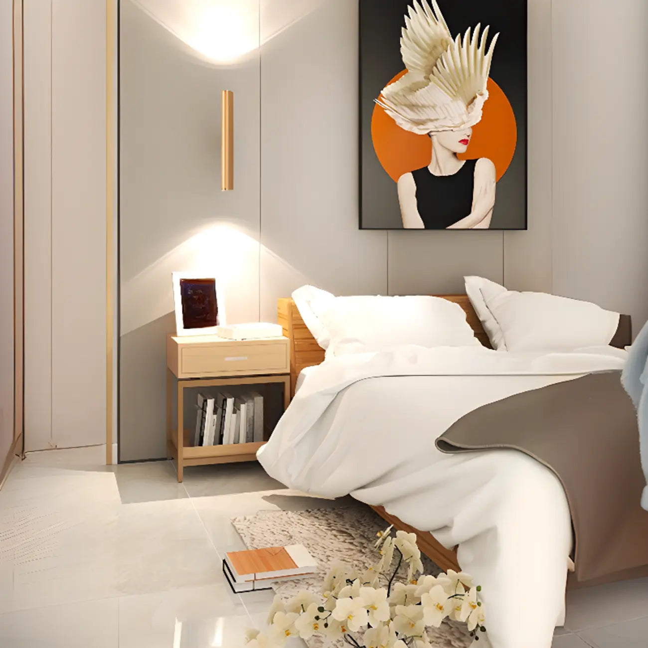 Applique murale moderne et minimaliste avec LED pour chambre à coucher
