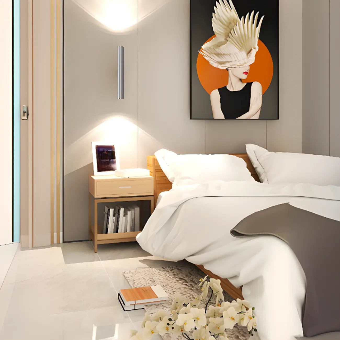 Applique murale moderne et minimaliste avec LED pour chambre à coucher