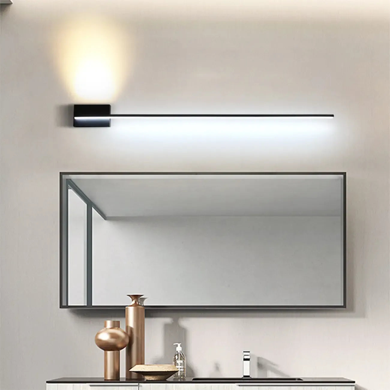 Applique murale LED moderne pour salle de bain avec barre mince