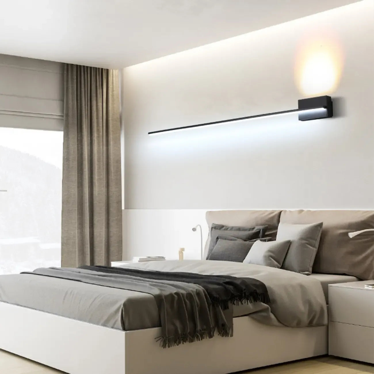 Applique murale LED moderne pour salle de bain avec barre mince