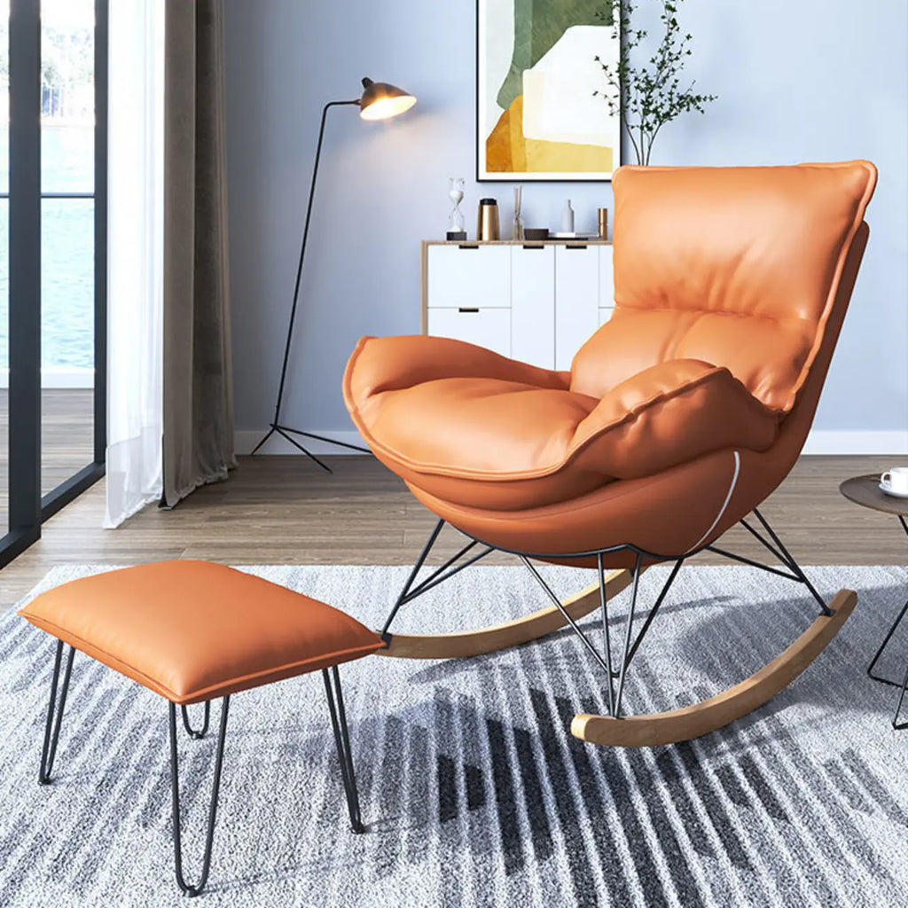 Fauteuil à bascule en flanelle avec repose-pieds pour salon