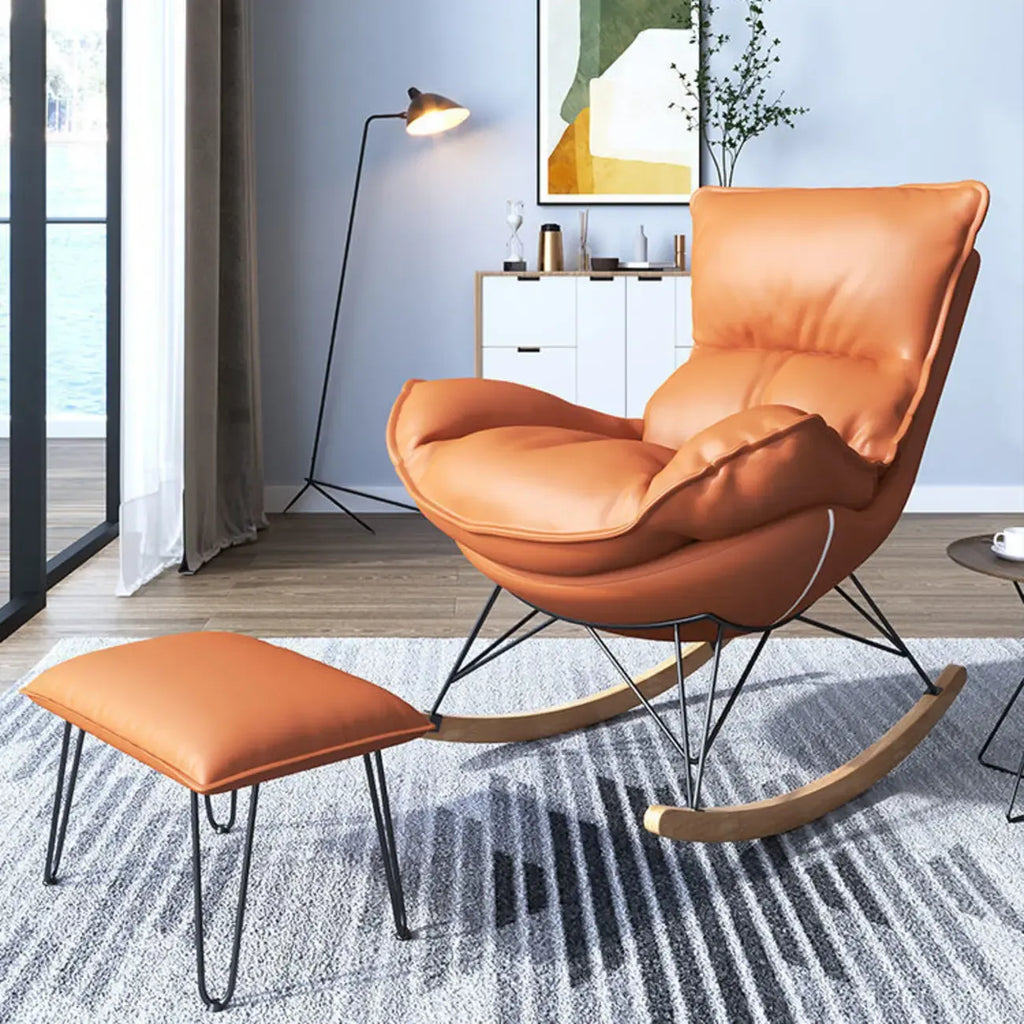 Fauteuil à bascule en flanelle avec repose-pieds pour salon