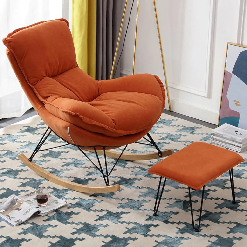 Fauteuil à bascule en flanelle avec repose-pieds pour salon