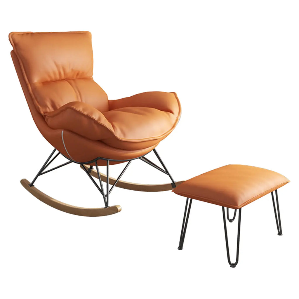 Fauteuil à bascule en flanelle avec repose-pieds pour salon