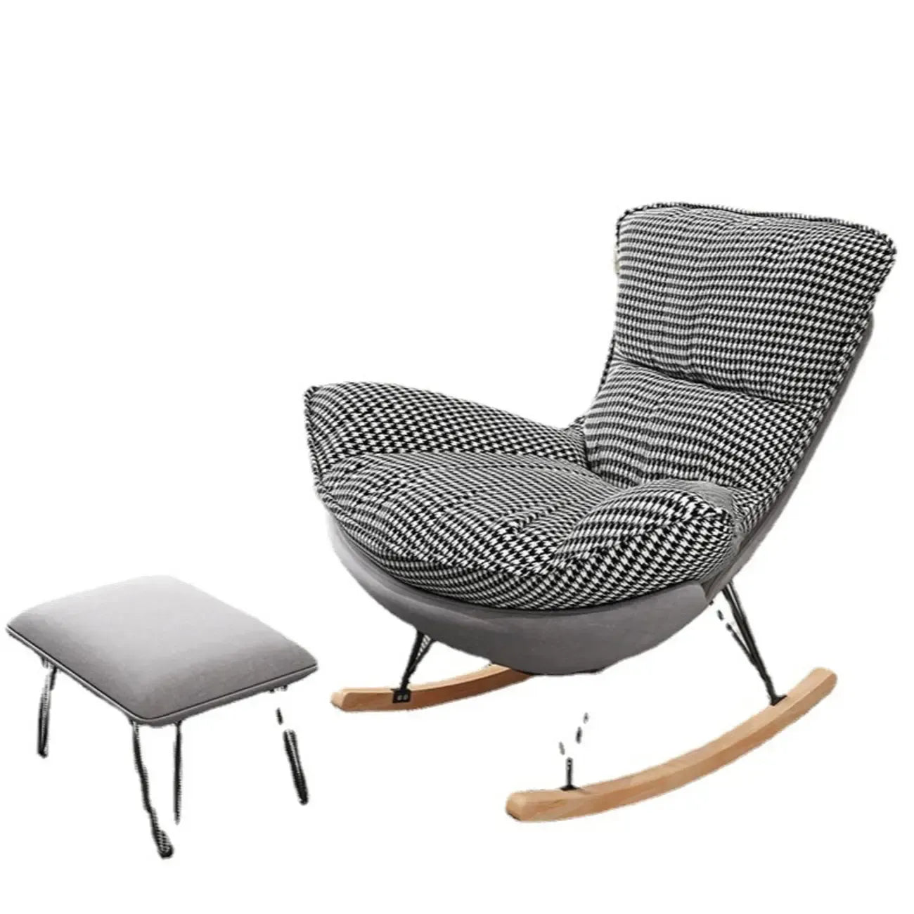 Fauteuil à bascule en flanelle avec repose-pieds pour salon