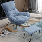 Fauteuil à bascule en flanelle avec repose-pieds pour salon