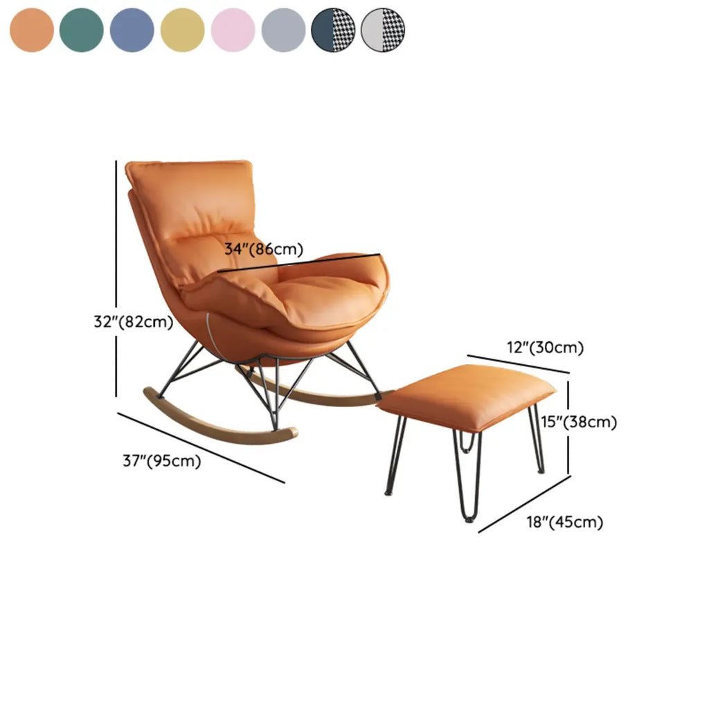 Fauteuil à bascule en flanelle avec repose-pieds pour salon