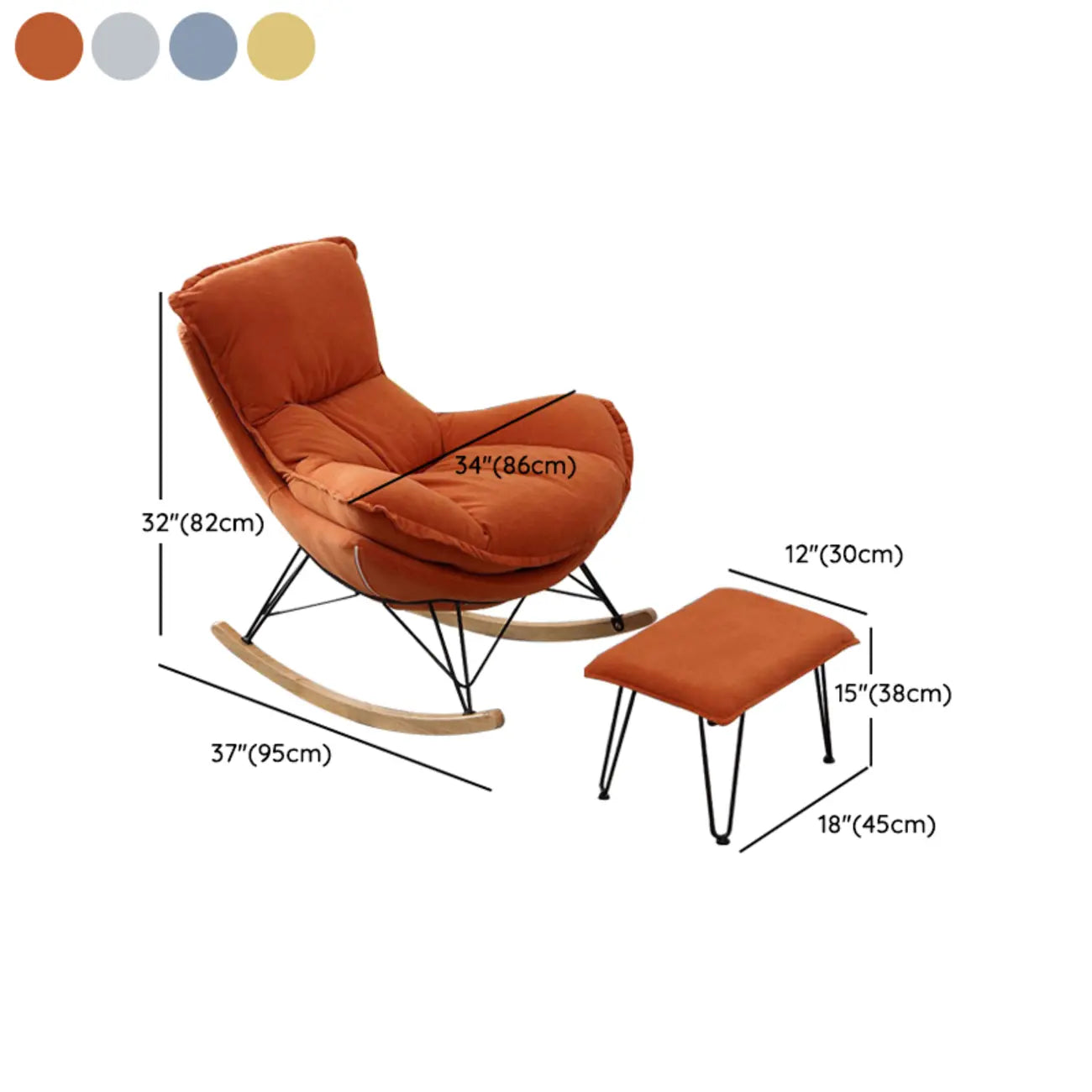 Fauteuil à bascule en flanelle avec repose-pieds pour salon