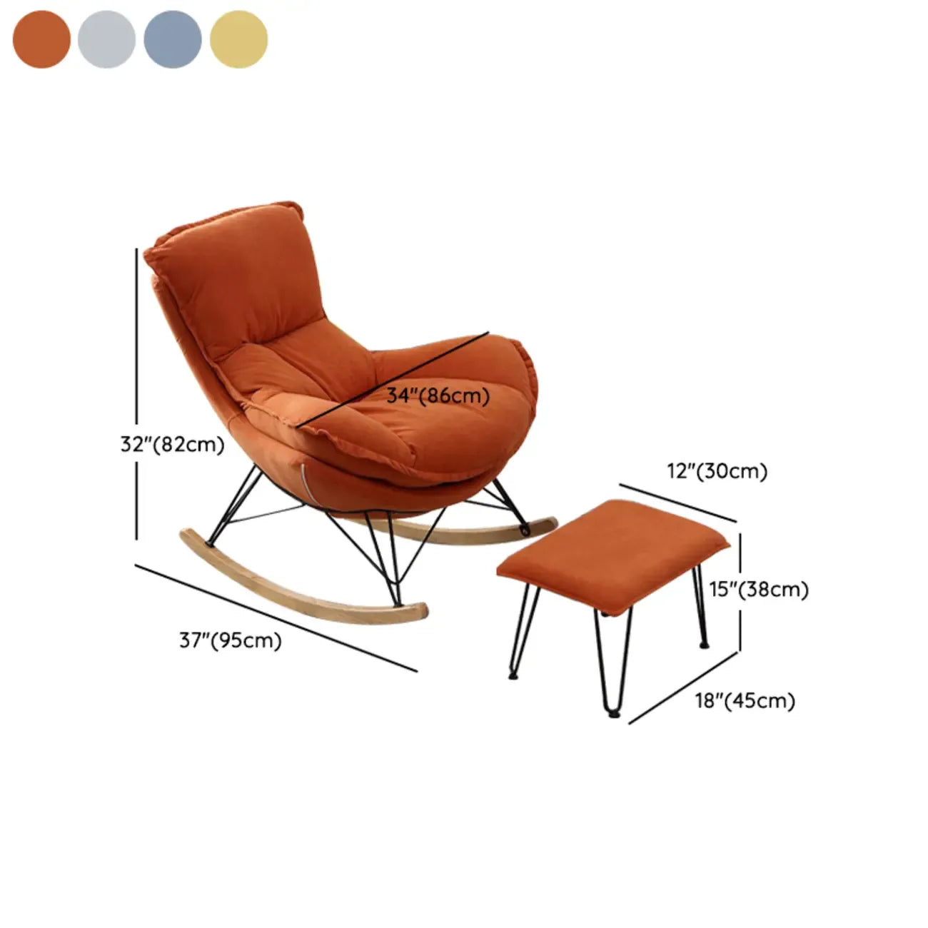 Fauteuil à bascule en flanelle avec repose-pieds pour salon