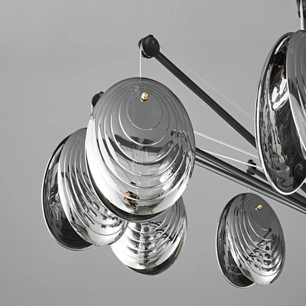 Lustres modernes réglables en métal gris argenté et métal gris